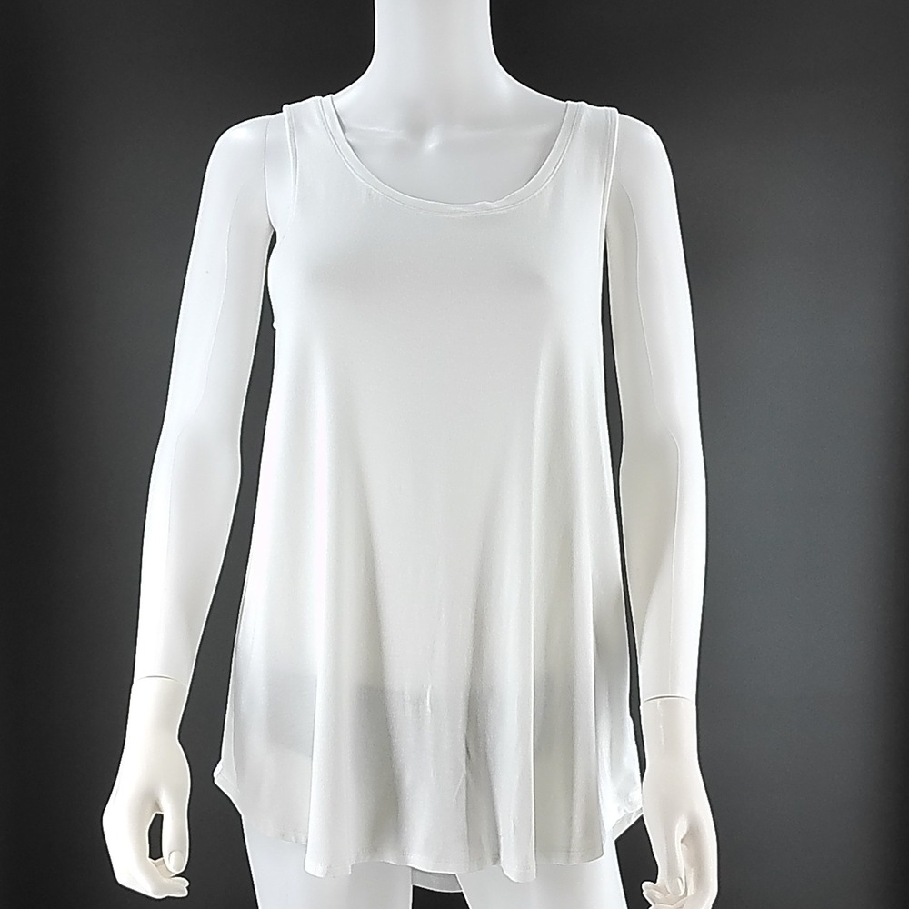 Old Navy Luxe Tank Top Womens Medium White Scoop Neck High Low Swing Sleeveless
